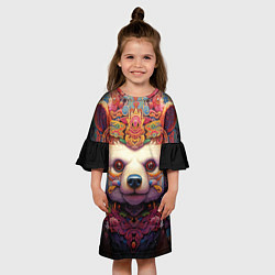 Платье клеш для девочки Медведь мифический, цвет: 3D-принт — фото 2