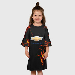 Платье клеш для девочки Chevrolet лого шторм, цвет: 3D-принт — фото 2