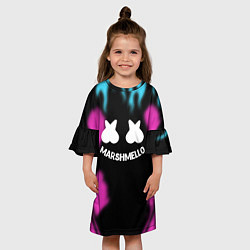 Платье клеш для девочки Маршмеллоу неон камсток, цвет: 3D-принт — фото 2