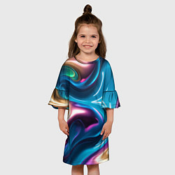 Платье клеш для девочки Жидкий красочный металл, цвет: 3D-принт — фото 2