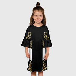 Платье клеш для девочки Золотые узоры, цвет: 3D-принт — фото 2