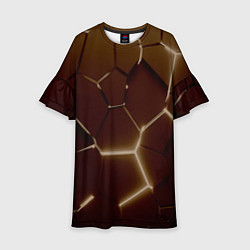 Платье клеш для девочки Ретро плиты разломы прошлого, цвет: 3D-принт