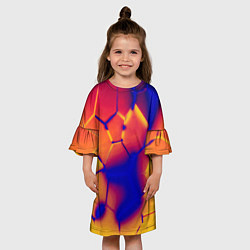 Платье клеш для девочки Плиты разломы сепия негатив, цвет: 3D-принт — фото 2