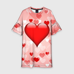 Платье клеш для девочки Огромное сердце, цвет: 3D-принт