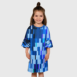 Платье клеш для девочки Синий глитч, цвет: 3D-принт — фото 2
