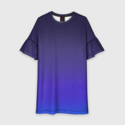 Платье клеш для девочки Градиент тёмно фиолетовый синий, цвет: 3D-принт