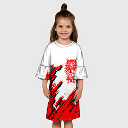 Платье клеш для девочки Ведьмак геральт красные краски лого волк, цвет: 3D-принт — фото 2