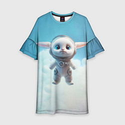 Платье клеш для девочки Кролик в облаках, цвет: 3D-принт