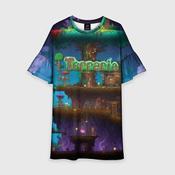 Платье клеш для девочки Terraria big tree, цвет: 3D-принт