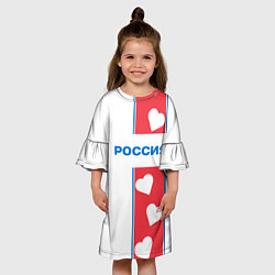 Платье клеш для девочки Россия с сердечками, цвет: 3D-принт — фото 2