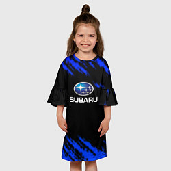 Платье клеш для девочки Subaru текстура авто, цвет: 3D-принт — фото 2