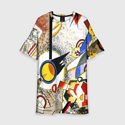 Платье клеш для девочки Кандинский картина - шумная акварель, цвет: 3D-принт