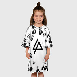 Платье клеш для девочки Linkin park краски текстура, цвет: 3D-принт — фото 2
