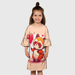 Платье клеш для девочки Милый енот с сердечком, цвет: 3D-принт — фото 2
