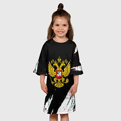 Платье клеш для девочки Герб РФ краска, цвет: 3D-принт — фото 2
