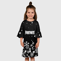Платье клеш для девочки Fortnite новый год паттерн, цвет: 3D-принт — фото 2