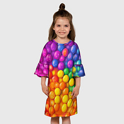 Платье клеш для девочки Разноцветные шарики, цвет: 3D-принт — фото 2