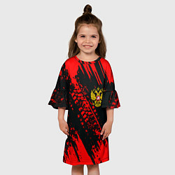 Платье клеш для девочки Герб РФ краски текстура, цвет: 3D-принт — фото 2