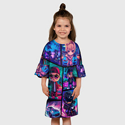 Платье клеш для девочки GTA chibi style, цвет: 3D-принт — фото 2