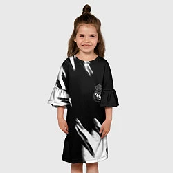Платье клеш для девочки Real madrid белые краски текстура, цвет: 3D-принт — фото 2