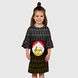 Платье клеш для девочки Герб Осетии на фоне надписей, цвет: 3D-принт — фото 2