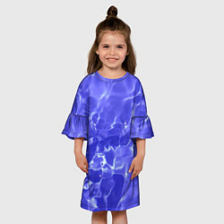 Платье клеш для девочки Синяя вода текстура, цвет: 3D-принт — фото 2