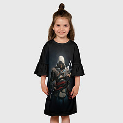 Платье клеш для девочки Эдвард Кенуей Assassins black flag, цвет: 3D-принт — фото 2