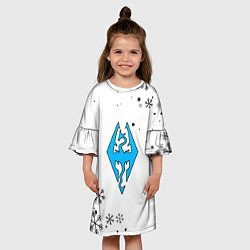 Платье клеш для девочки Skyrim logo winter, цвет: 3D-принт — фото 2