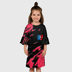 Платье клеш для девочки NBA краски текстура, цвет: 3D-принт — фото 2