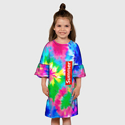 Платье клеш для девочки Color abstraction - summer, цвет: 3D-принт — фото 2