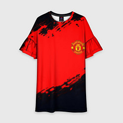Платье клеш для девочки Manchester United colors sport, цвет: 3D-принт