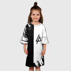Платье клеш для девочки Linkin park краски чёрнобелый, цвет: 3D-принт — фото 2
