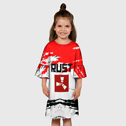 Платье клеш для девочки RUST краски текстура, цвет: 3D-принт — фото 2