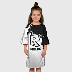 Платье клеш для девочки Roblox краски белые, цвет: 3D-принт — фото 2