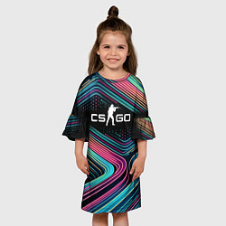 Платье клеш для девочки Counter Strike - stripes, цвет: 3D-принт — фото 2