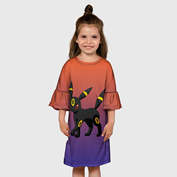 Платье клеш для девочки Умбреон покемон-кот, цвет: 3D-принт — фото 2