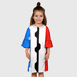 Платье клеш для девочки Техно линии синий и красный, цвет: 3D-принт — фото 2