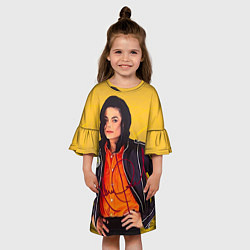 Платье клеш для девочки Michael Jackson на золотом фоне с графикой, цвет: 3D-принт — фото 2