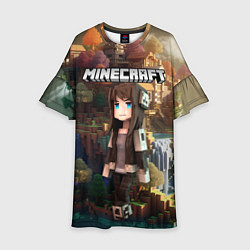 Платье клеш для девочки Minecraft девушка на острове, цвет: 3D-принт
