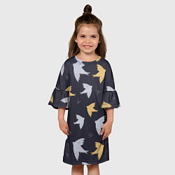 Платье клеш для девочки Узор с птицами, цвет: 3D-принт — фото 2