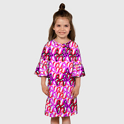 Платье клеш для девочки Розовый узор и белая обводка, цвет: 3D-принт — фото 2