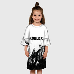 Платье клеш для девочки Roblox flame текстура, цвет: 3D-принт — фото 2