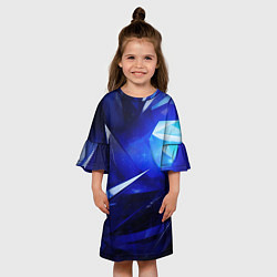 Платье клеш для девочки Black and blue abstract background sport style, цвет: 3D-принт — фото 2