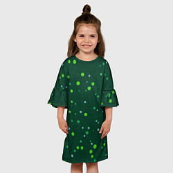 Платье клеш для девочки Прикольный горошек зелёный, цвет: 3D-принт — фото 2