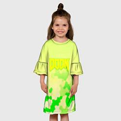 Платье клеш для девочки Doom токсичное лого броня, цвет: 3D-принт — фото 2