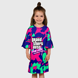 Платье клеш для девочки GTA vice city камуфляж, цвет: 3D-принт — фото 2