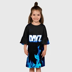 Платье клеш для девочки Dayz синий огонь лого, цвет: 3D-принт — фото 2