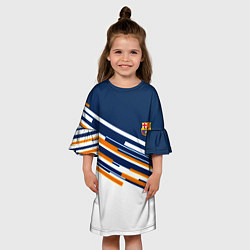 Платье клеш для девочки Реал мадрид текстура футбол спорт, цвет: 3D-принт — фото 2