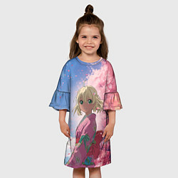 Платье клеш для девочки Сиэми Морияма - Синий экзорцист, цвет: 3D-принт — фото 2