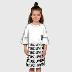 Платье клеш для девочки Ювентус лого паттерн спорт, цвет: 3D-принт — фото 2